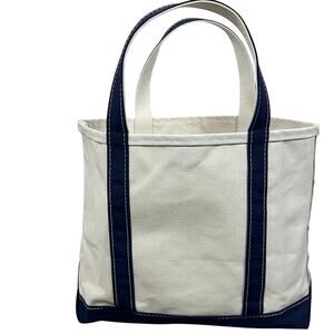 L.L. Bean Boat Tote Medium USA Canvas Navy ESPNW Embroidered